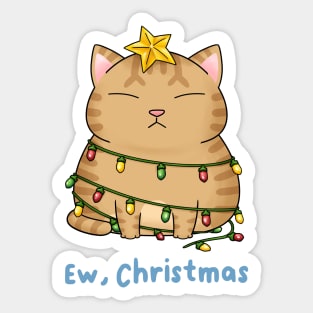 Ew Christmas Cute Orange Cat Christmas Tree Sticker